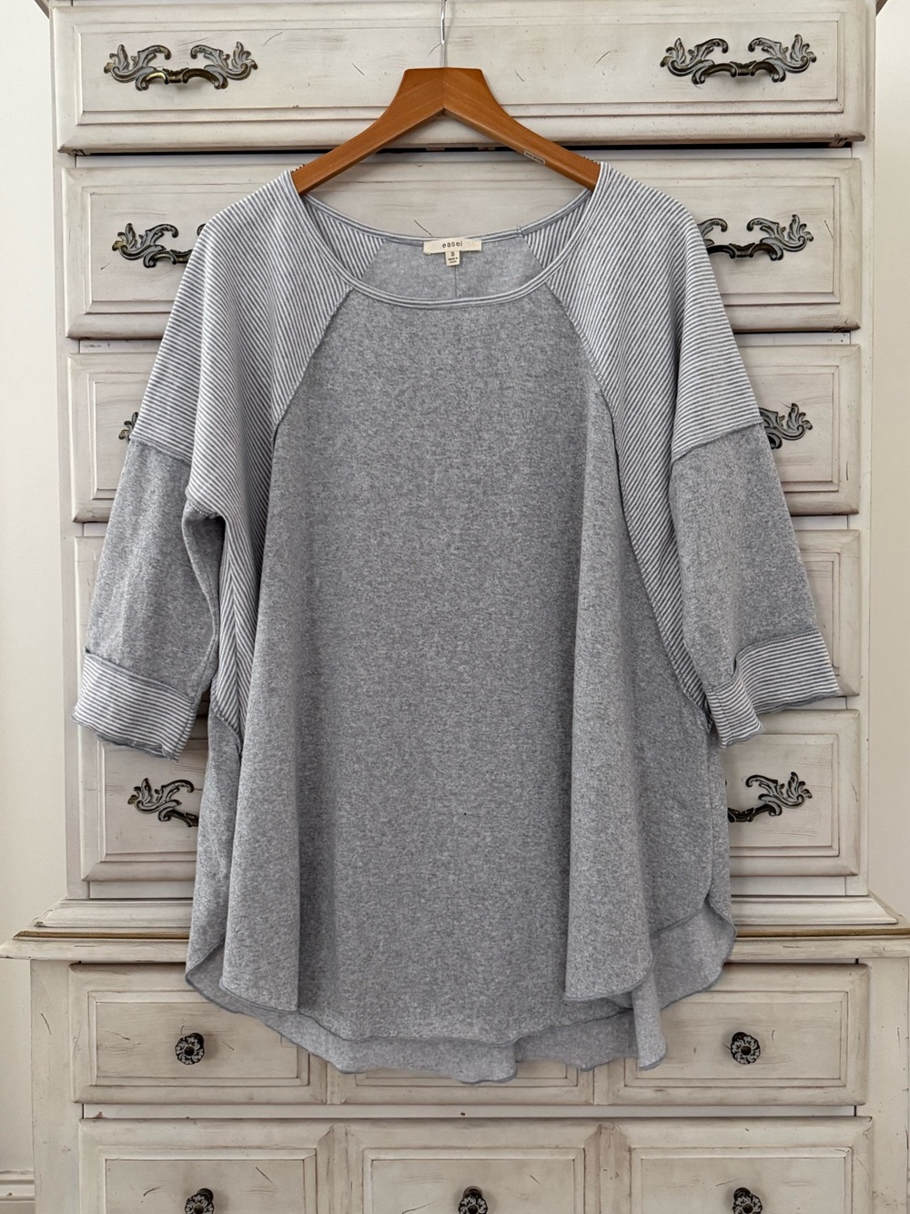 Vici Grey Cotton Contrast Top